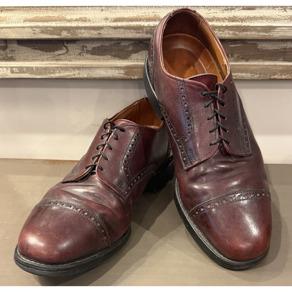 Allen Edmonds Oxfords Men's 9E Benton Cap Toe Vibram Brown Leather Dress Shoes